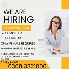 Female Computer operator Required |Jobs