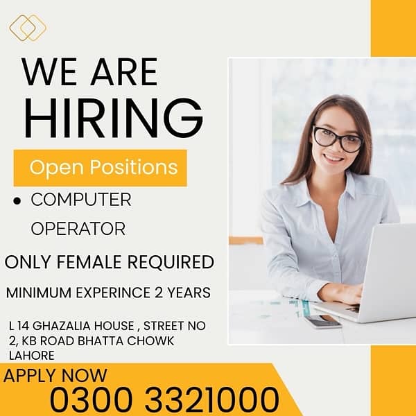 Female Computer operator Required |Jobs 0