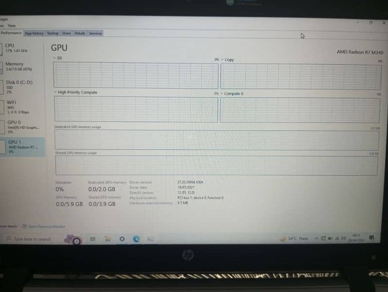 Hp i7 6th Gen with 2 GB Graphic Card Amd Radeon 7