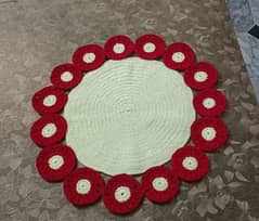handmade crochet round table matt.