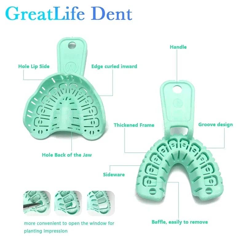 6 Pcs/set Dental Implant Tray Green Full Mouth Adult And Children Cen 5