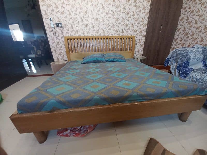 wooden bed with mattress 1