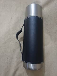 stain less steel water bottle with leather coating