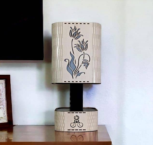 wooden night table lamp 0