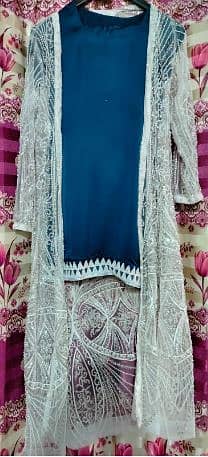 3Piece suit|Cut Dana Moti Work Coat |Silk|Trouser|Net Dupatta Net Coat 0