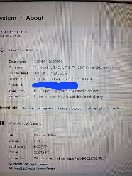 Dell Inspiron 15, 5406, i7, 11th generation, 32GB ram, 512gb hard 6