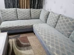 L shape 7 seater new sofa set with puffy