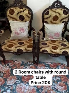 2 Wooden design Seats with Cushioning and 1 Side table