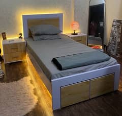 Single Bed with 2 Side Tables for sale in Karachi