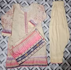 3 pcs suits | lawn dress | skin colour | dupatta and trouser