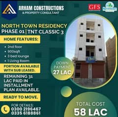 NORTH TOWN RESIDENCY PHASE 1 (3 BED LOUNGE)FLAT AVAILABLE FOR SALE