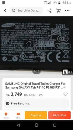 original charger for Samsung Galaxy tab