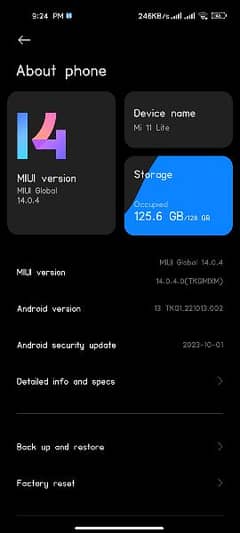 Mi 11 Lite for Sale in Good Condition 11 GB Ram + 128 GB