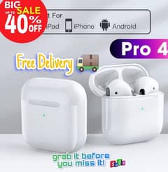 Pro 4 TWS earbuds/airpods (white) (night offer)