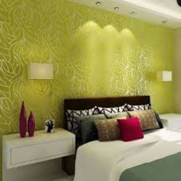 Pvc panel,wallpaper,ceiling,wood vinyl floor, blind,grass,paint,tvunit 0