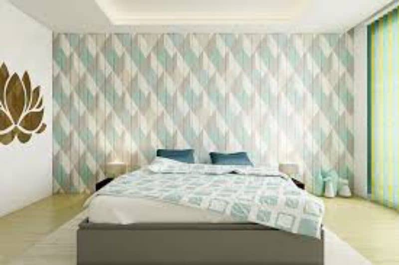 Pvc panel,wallpaper,ceiling,wood vinyl floor, blind,grass,paint,tvunit 4