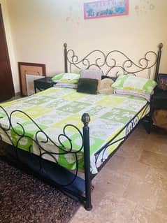 wrought iron king size bed with mattress in very reasonable price