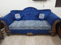 2 three seater sofa in blue Velvet for sale.