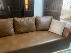 Premium brown leather sofa set