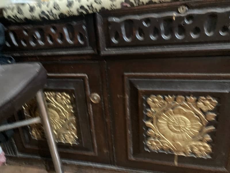 wooden bed with dressing table in rough condition 17