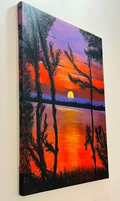 Acrylic Painting on Canvas | Sunset Painting | Detailing Painting |