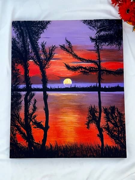 Acrylic Painting on Canvas | Sunset Painting | Detailing Painting | 7