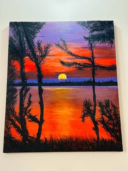 Acrylic Painting on Canvas | Sunset Painting | Detailing Painting | 8