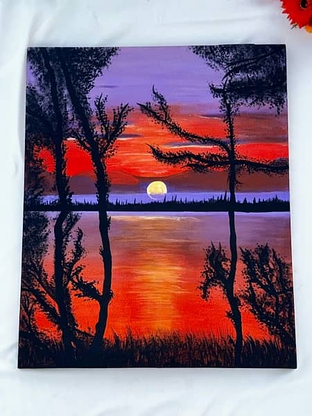 Acrylic Painting on Canvas | Sunset Painting | Detailing Painting | 10