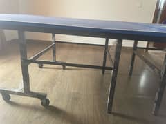 brand new tennis table with rackets and net