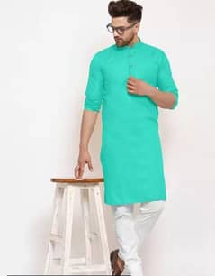 2pics men's stitched cotton plan kurta pajama with free home delivery