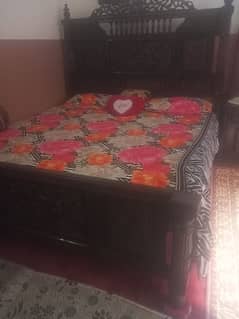 Double bed, side tables & Showcase