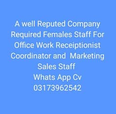 Required Females Staff For Office Work.
