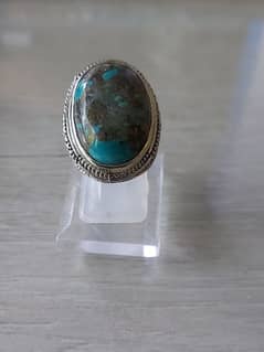 Feroza Stone, Alpaca Ring, stone big size, Natural Persian Turquoise