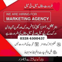 required male and female staff for part time and full time online work