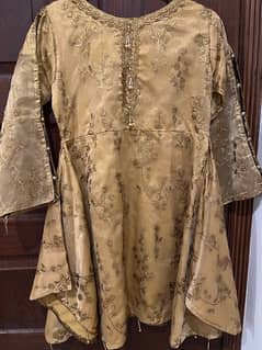 1 piece formal frock shirt gold color with beads and tussels