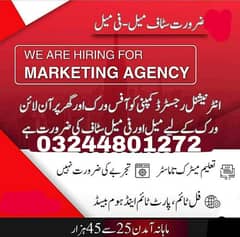 Part time full time job for male and female home base or office base