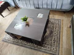 Double wood Centre Table with Thick glass