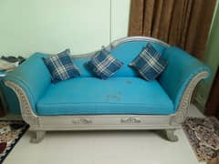 3 seater Sofa used blue and silver.