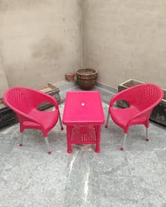 2 Plastic chairs , 1 Table set