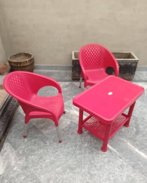 2 Plastic Kids chairs , 1 Table set 2