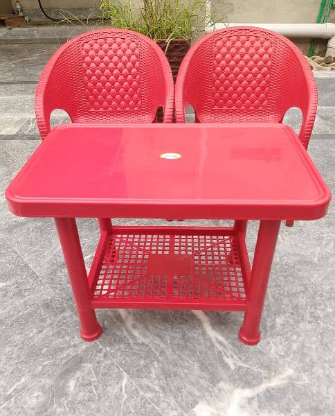 2 Plastic Kids chairs , 1 Table set 5