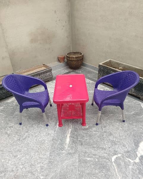 2 Plastic Kids chairs , 1 Table set 13