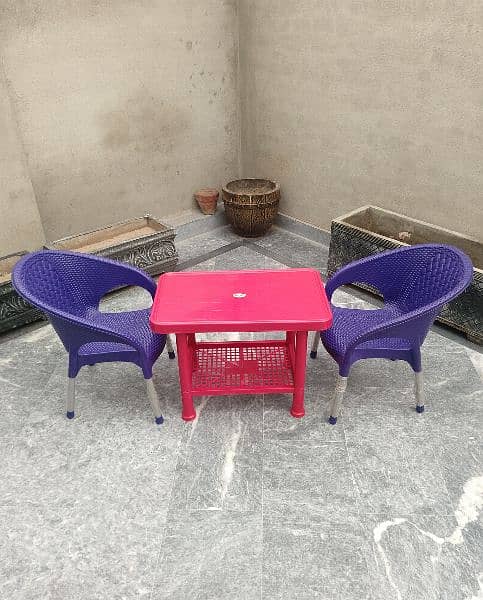 2 Plastic Kids chairs , 1 Table set 14