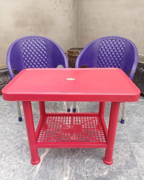 2 Plastic Kids chairs , 1 Table set 16