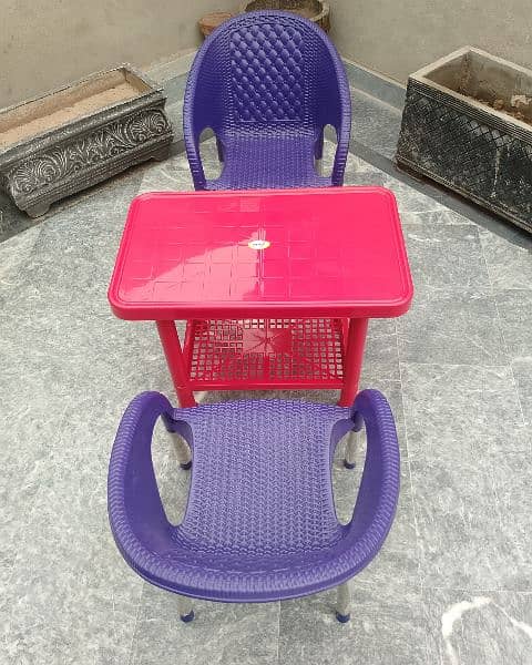 2 Plastic Kids chairs , 1 Table set 17