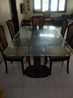 pure wood and pure glass dining table