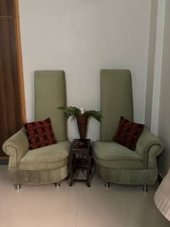 Light Green Sofa Chairs Set of 2  Jacquard Material