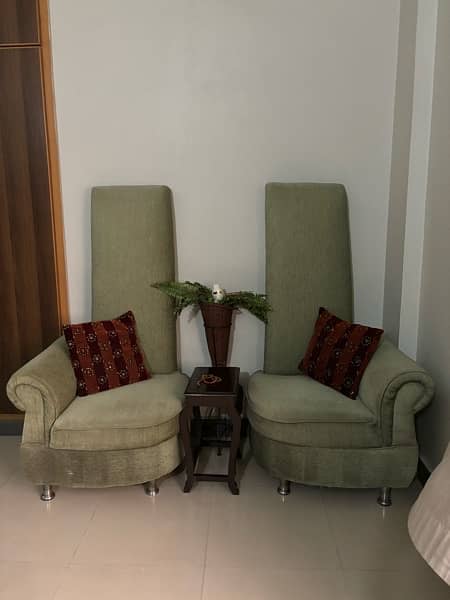 Light Green Sofa Chairs Set of 2  Jacquard Material 0