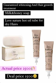 Love Nature True Hot Hair Oil plus Milk and Honey Cream Soap