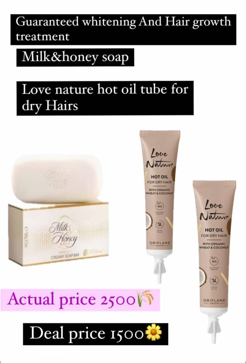 Love Nature True Hot Hair Oil plus Milk and Honey Cream Soap 0
